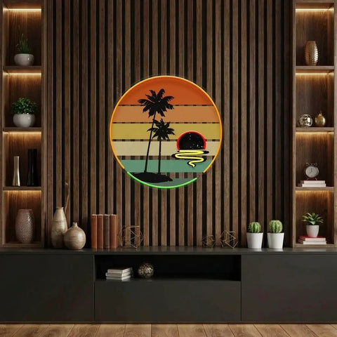 Retro Tropical Sunset Artwork Led Neon Sign Light