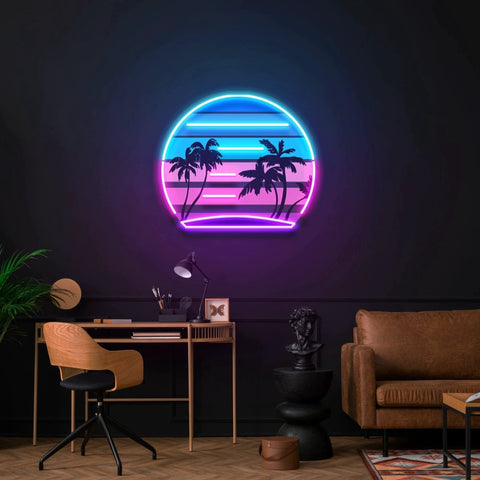 Retro Vintage Style Palm Tree Artwork Led Neon Sign Light