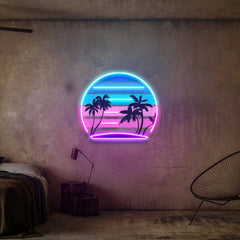 Retro Vintage Style Palm Tree Artwork Led Neon Sign Light