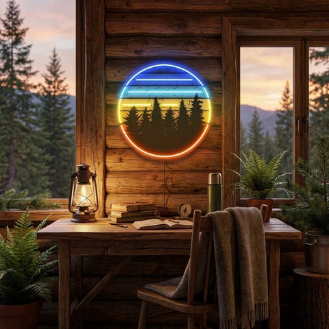 Retro Vintage Sunset Artwork Led Neon Sign Light