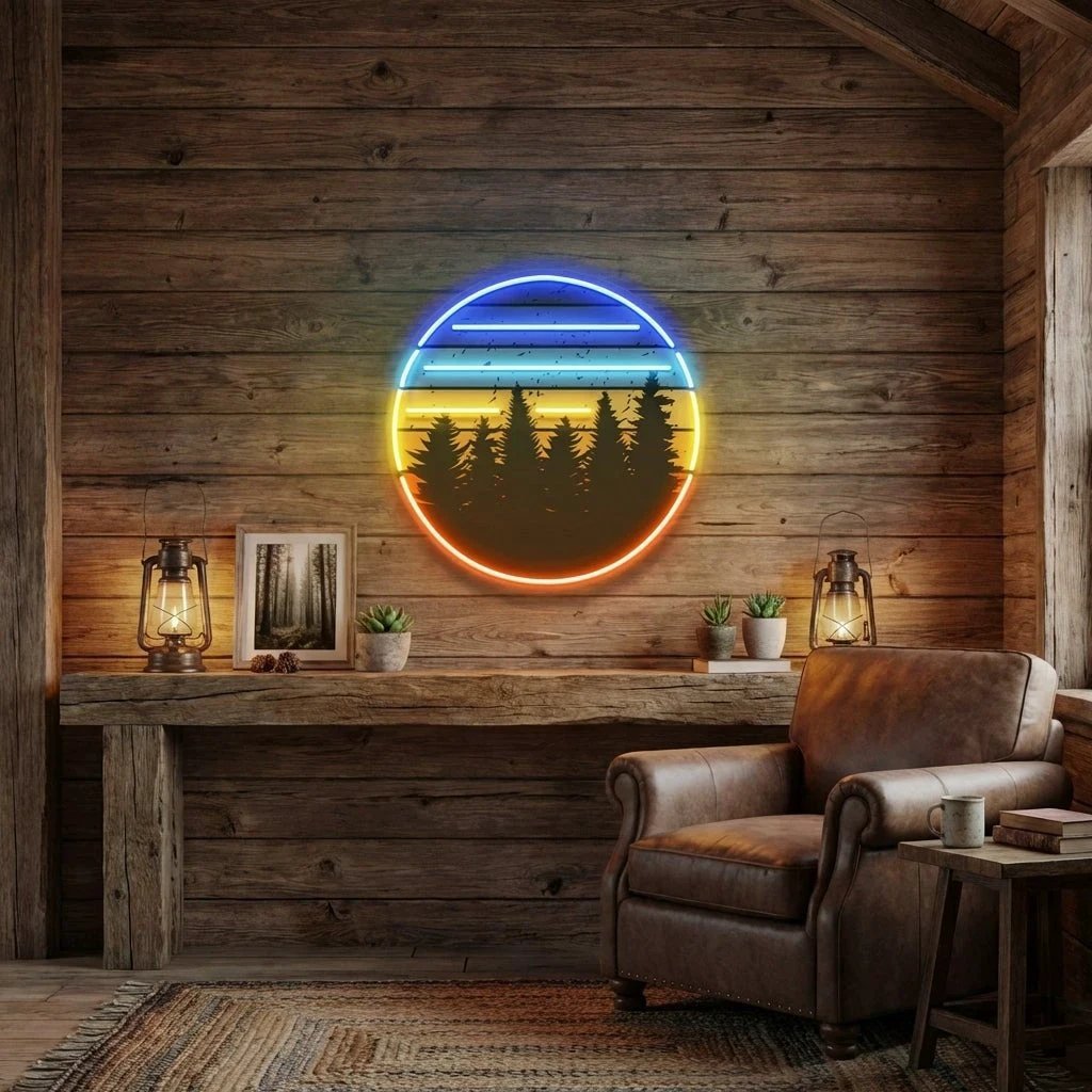 Retro Vintage Sunset Artwork Led Neon Sign Light