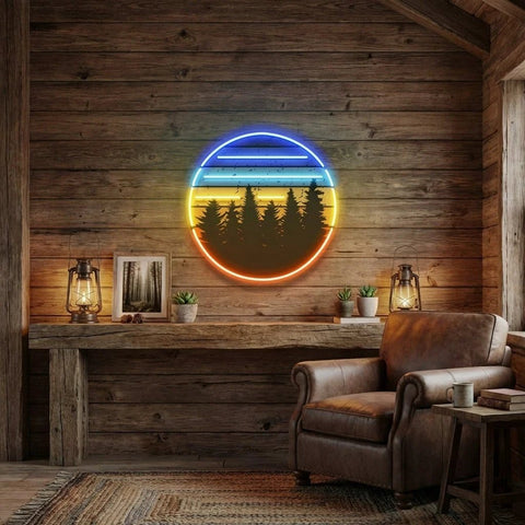 Retro Vintage Sunset Artwork Led Neon Sign Light