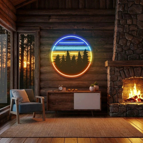 Retro Vintage Sunset Artwork Led Neon Sign Light