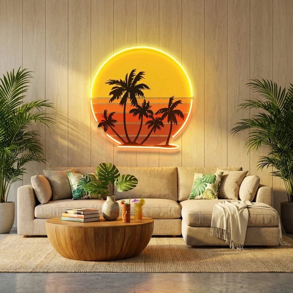 Retro Vintage Sunset Bundle Artwork Led Neon Sign Light