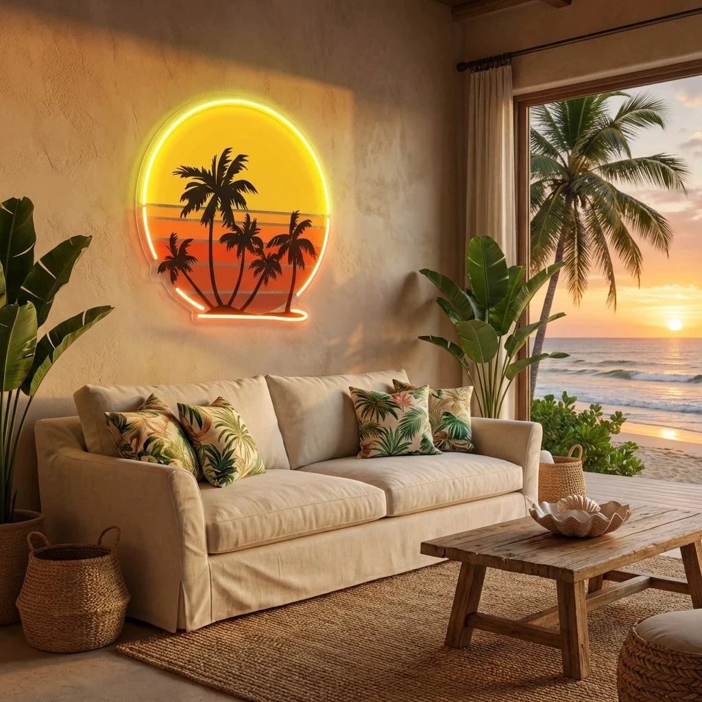 Retro Vintage Sunset Bundle Artwork Led Neon Sign Light