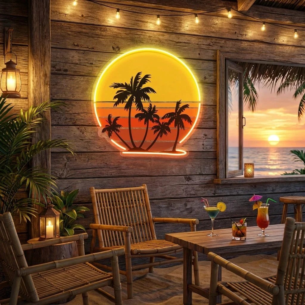 Retro Vintage Sunset Bundle Artwork Led Neon Sign Light