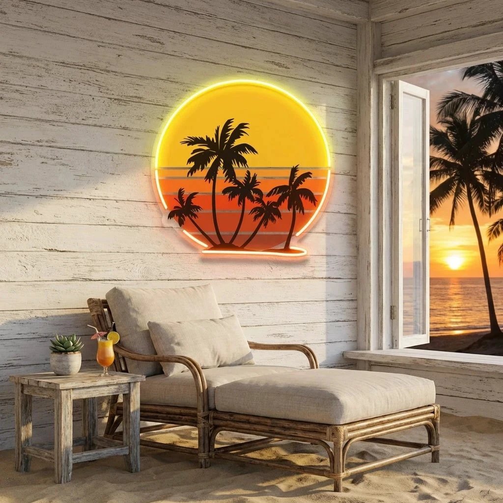 Retro Vintage Sunset Bundle Artwork Led Neon Sign Light