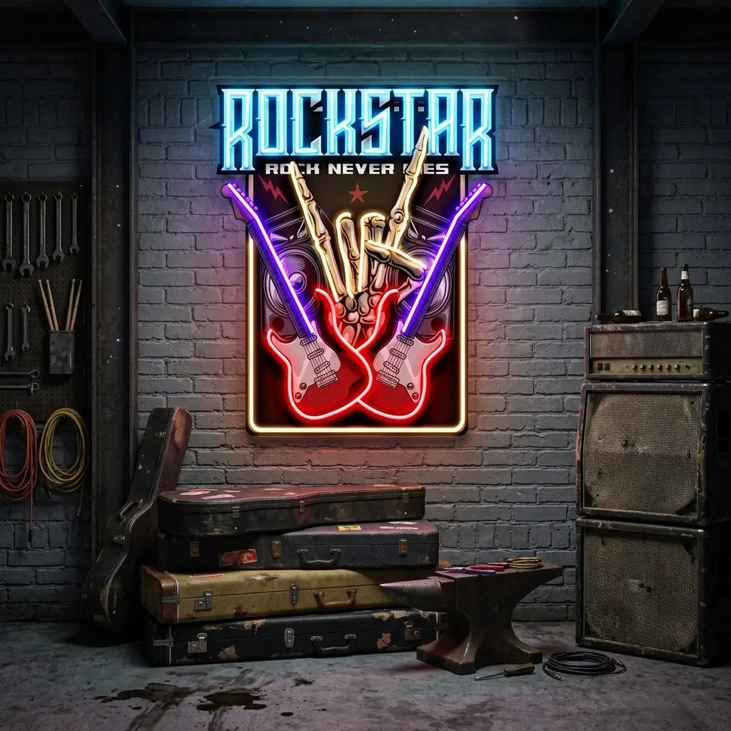 Rock Star LED Neon Sign Light Pop Art