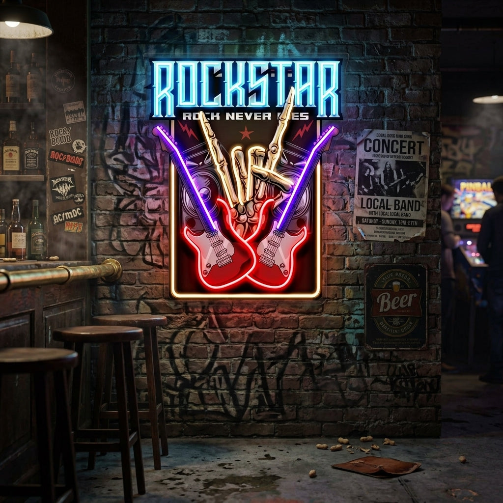 Rock Star LED Neon Sign Light Pop Art