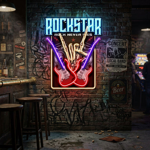 Rock Star LED Neon Sign Light Pop Art