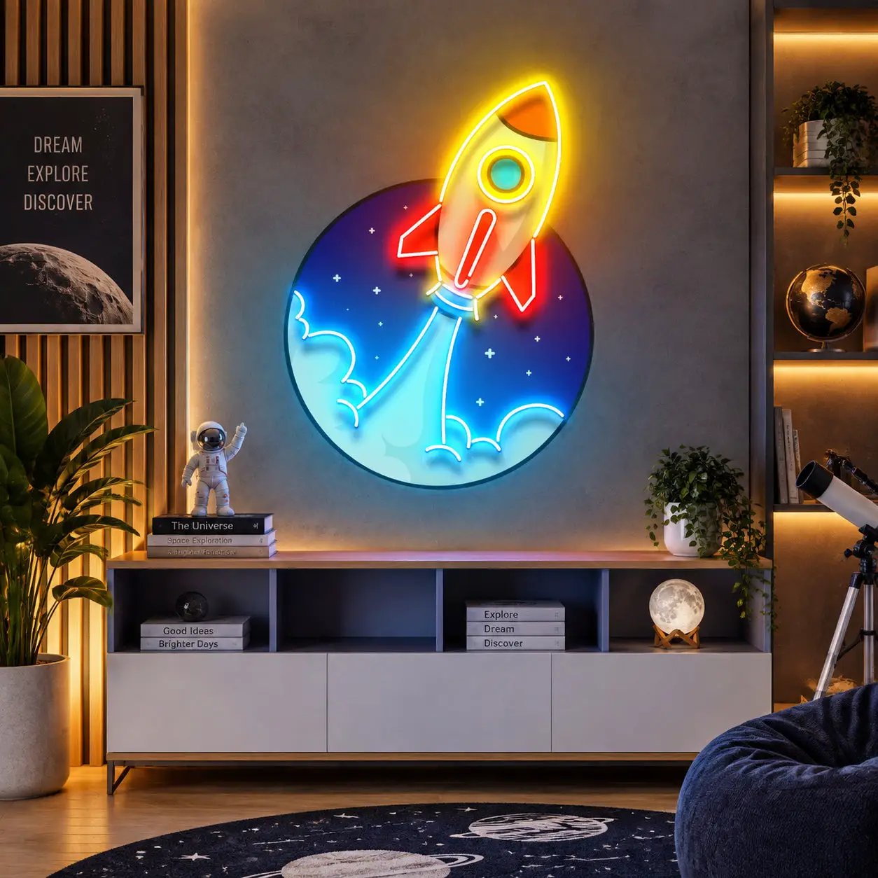 Rocket Led Neon Acrylic Artwork