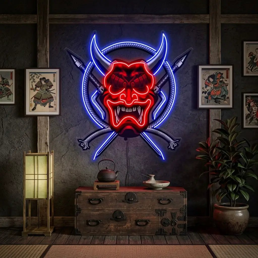 Rope and Samurai Weapons LED Neon Sign Light Pop Art