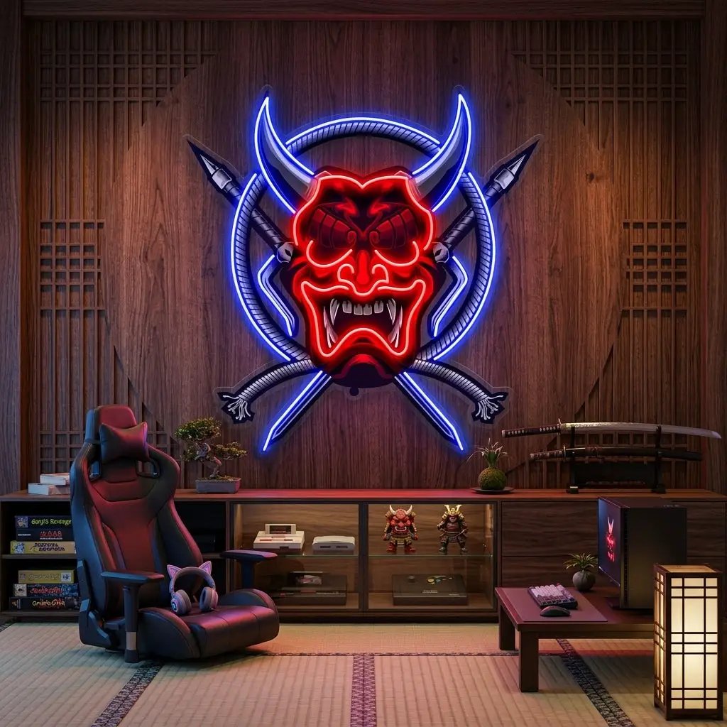 Rope and Samurai Weapons LED Neon Sign Light Pop Art