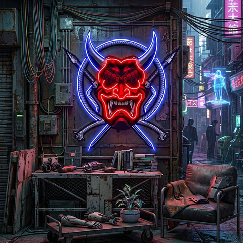Rope and Samurai Weapons LED Neon Sign Light Pop Art
