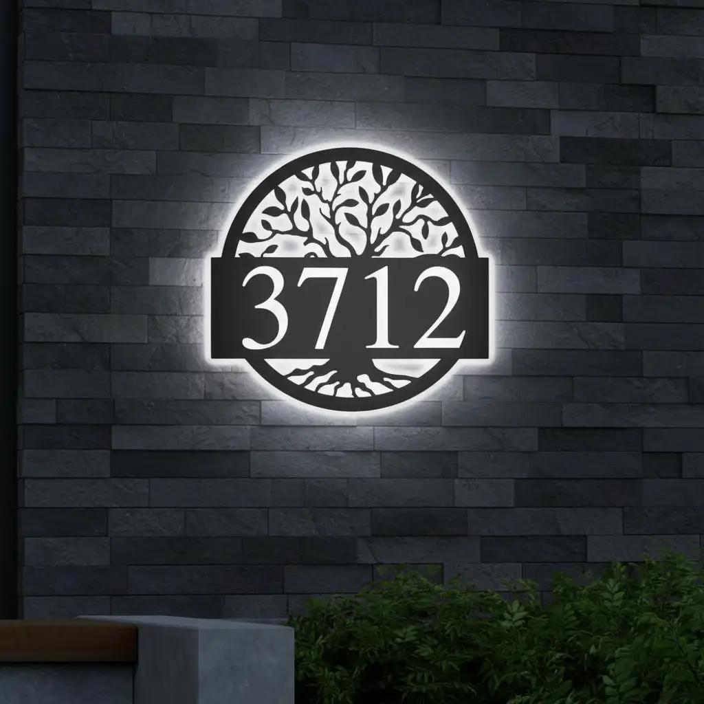 Round Metal Address Sign for House