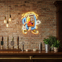 Running Beer Glass LED Neon Sign Light Pop Art