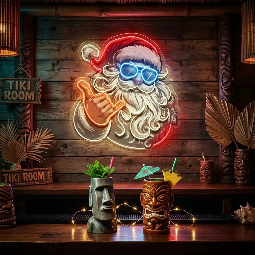 Santa Clause Rocking LED Neon Sign Light Pop Art