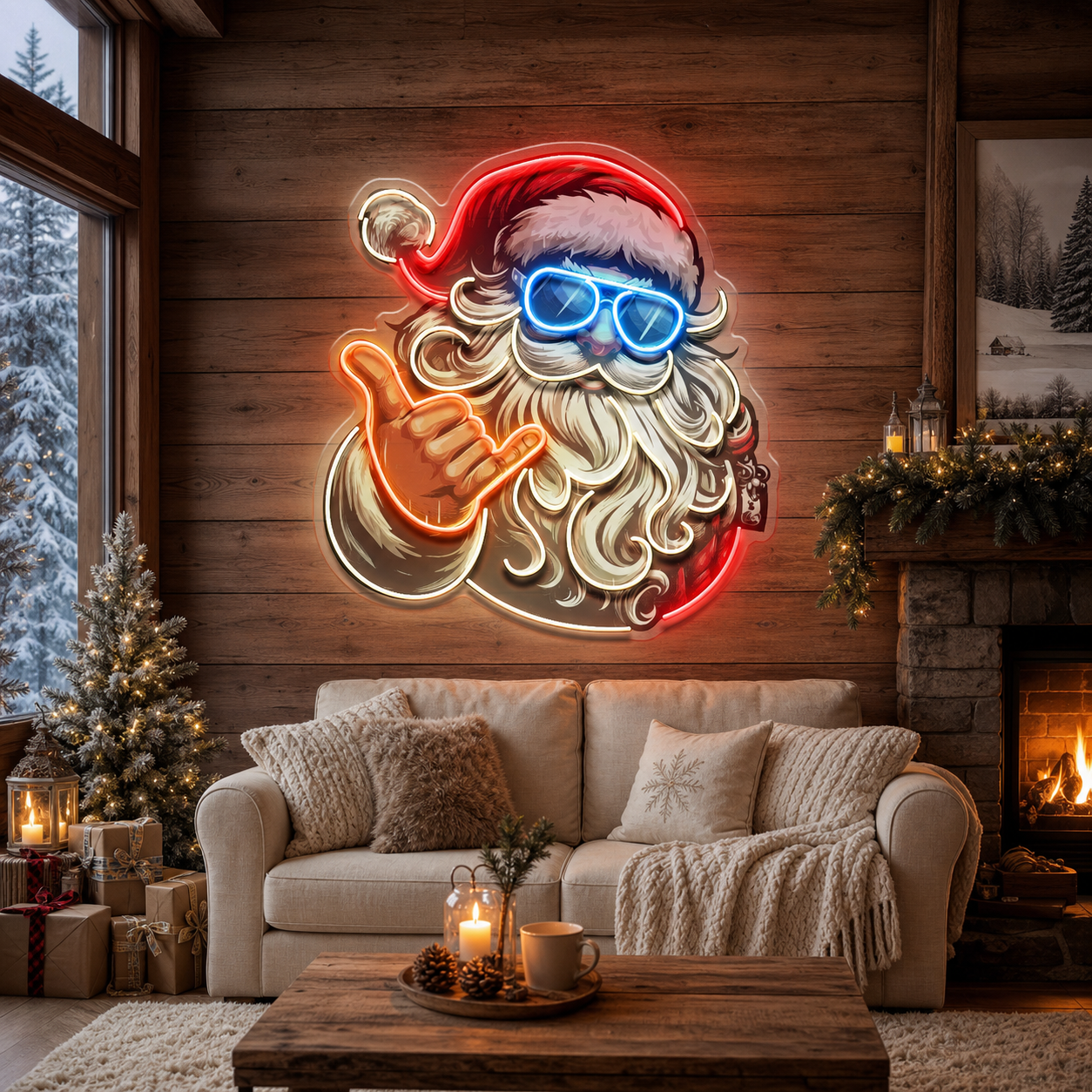 Santa Clause Rocking LED Neon Sign Light Pop Art