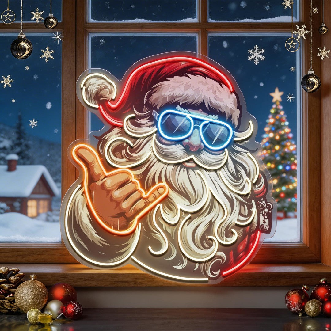 Santa Clause Rocking LED Neon Sign Light Pop Art