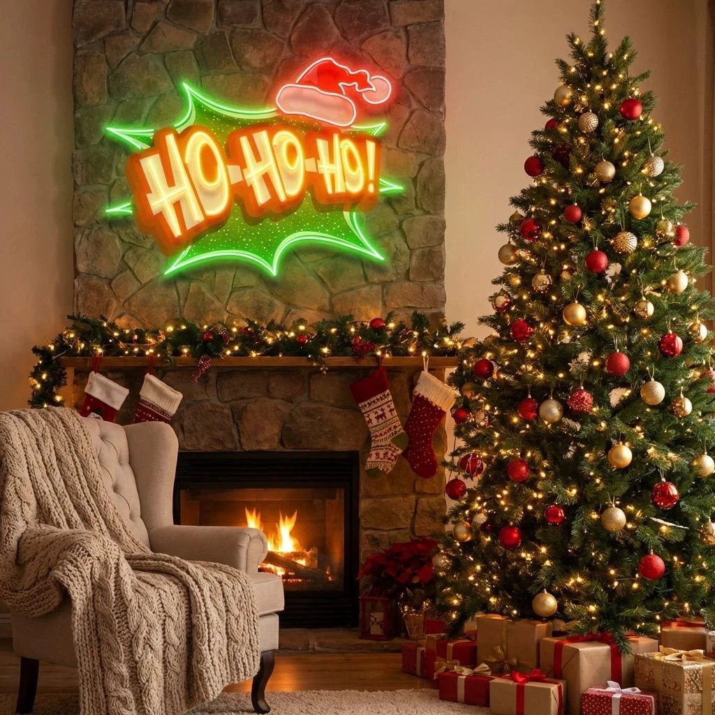 Santa Laughing Art Work Led Neon Sign Light
