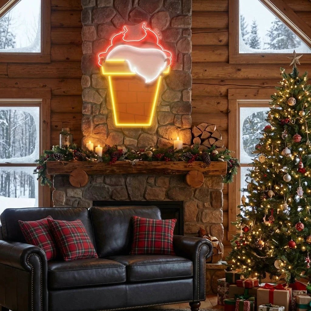 Santa Stuck In Chimney Art Work Led Neon Sign Light