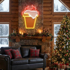 Santa Stuck In Chimney Art Work Led Neon Sign Light