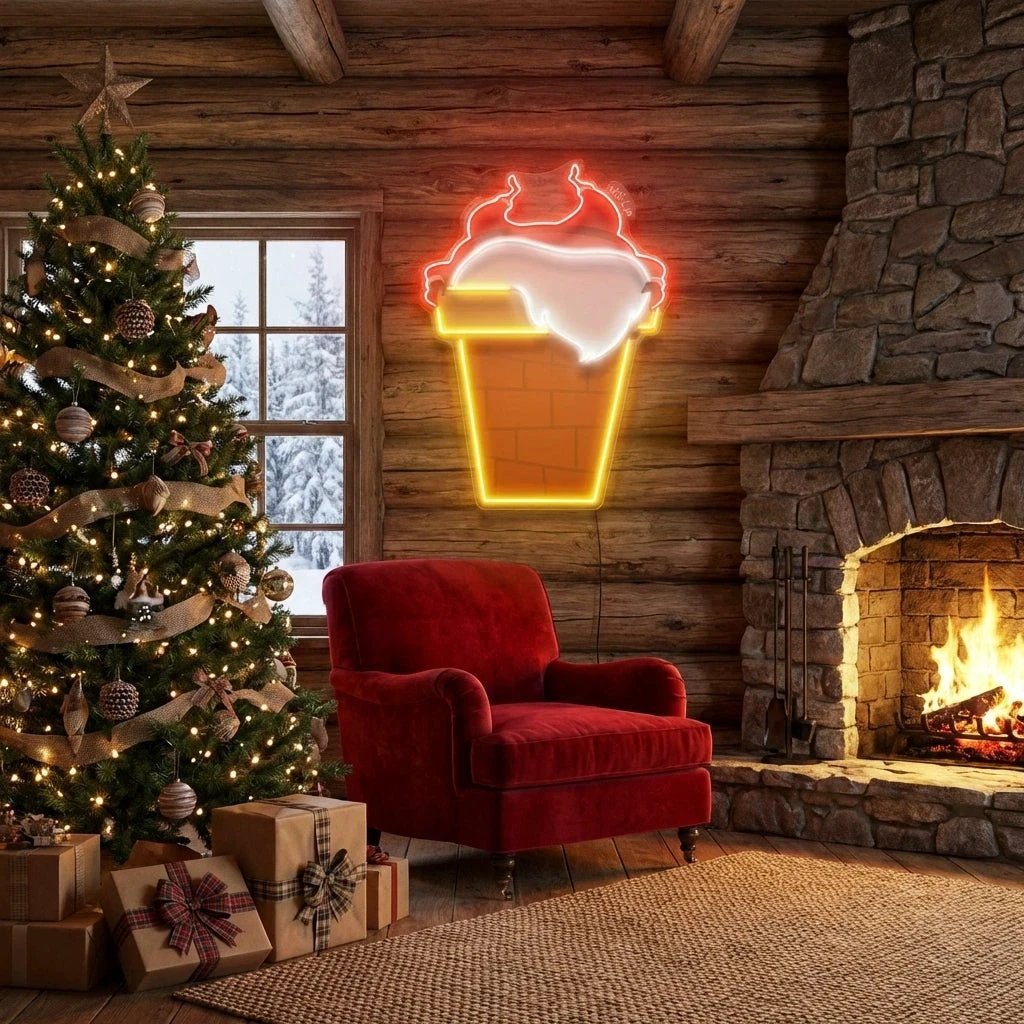 Santa Stuck In Chimney Art Work Led Neon Sign Light