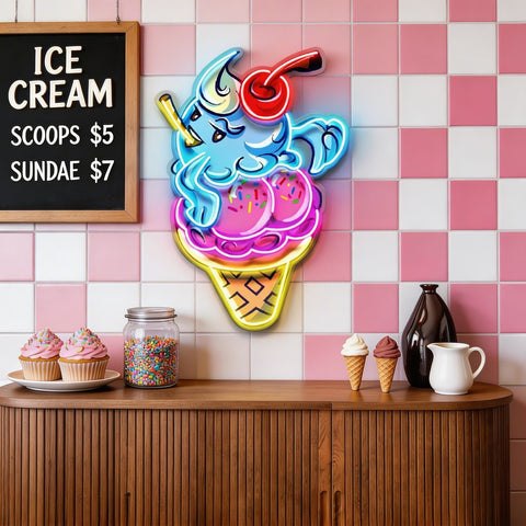Sassy Ice Cream Cone LED Neon Sign Light Pop Art