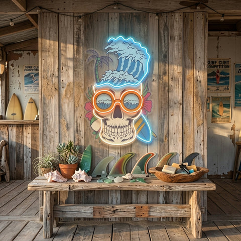 Skull Beach LED Neon Sign Light Pop Art