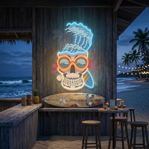 Skull Beach LED Neon Sign Light Pop Art
