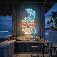 Skull Beach LED Neon Sign Light Pop Art