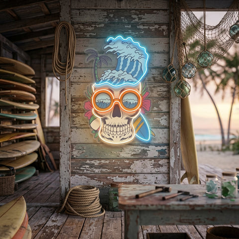 Skull Beach LED Neon Sign Light Pop Art