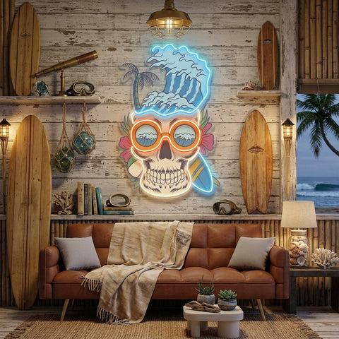 Skull Beach LED Neon Sign Light Pop Art