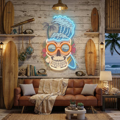 Skull Beach LED Neon Sign Light Pop Art