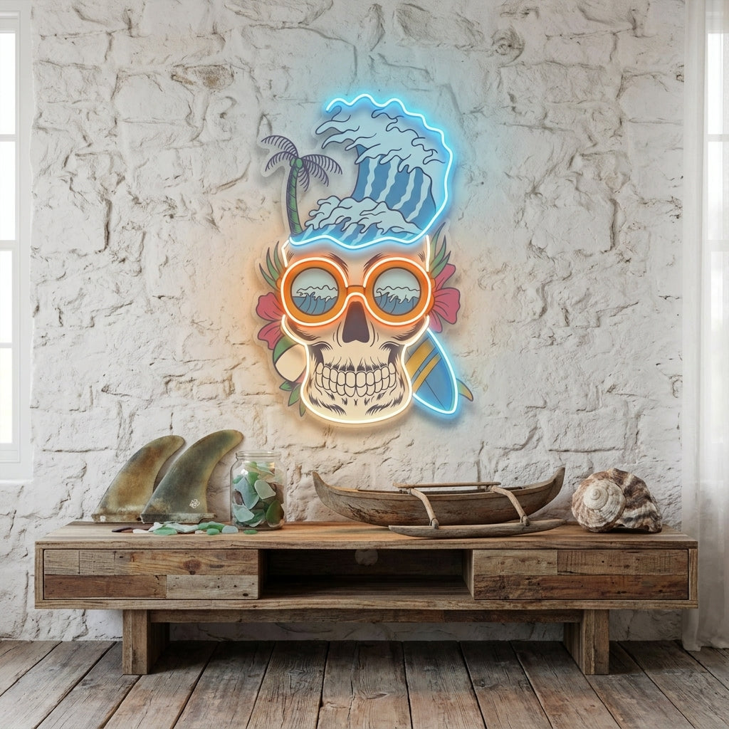 Skull Beach LED Neon Sign Light Pop Art