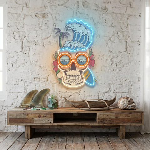 Skull Beach LED Neon Sign Light Pop Art