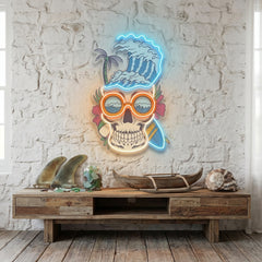 Skull Beach LED Neon Sign Light Pop Art
