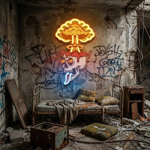 Skull Boom Art work Led Neon Sign Light, Custom Neon Sign, Home Decoration