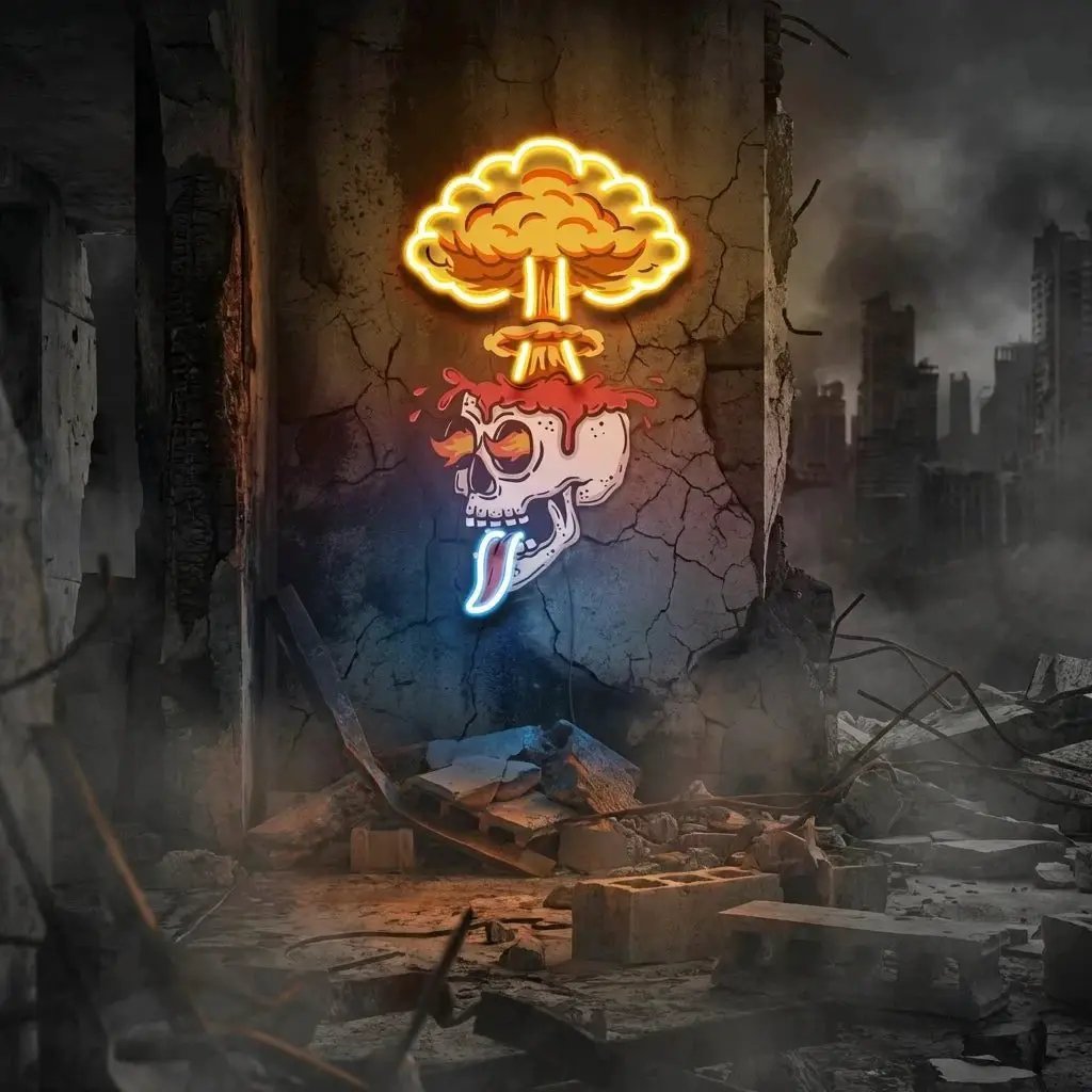 Skull Boom Art work Led Neon Sign Light, Custom Neon Sign, Home Decoration