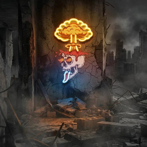 Skull Boom Art work Led Neon Sign Light, Custom Neon Sign, Home Decoration