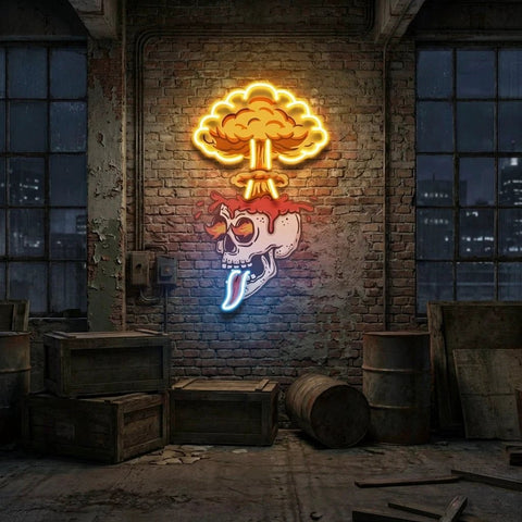 Skull Boom Art work Led Neon Sign Light, Custom Neon Sign, Home Decoration