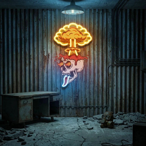 Skull Boom Art work Led Neon Sign Light, Custom Neon Sign, Home Decoration