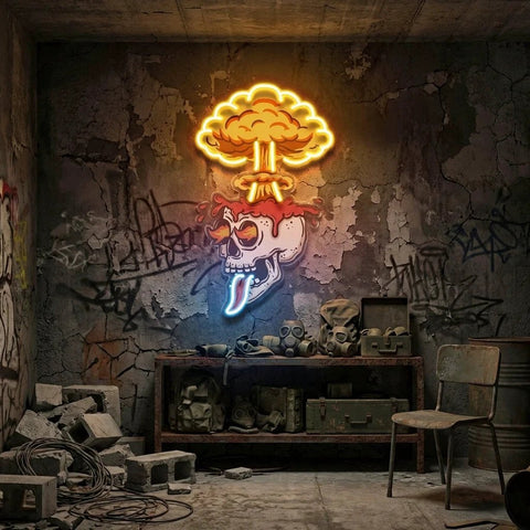 Skull Boom Art work Led Neon Sign Light, Custom Neon Sign, Home Decoration