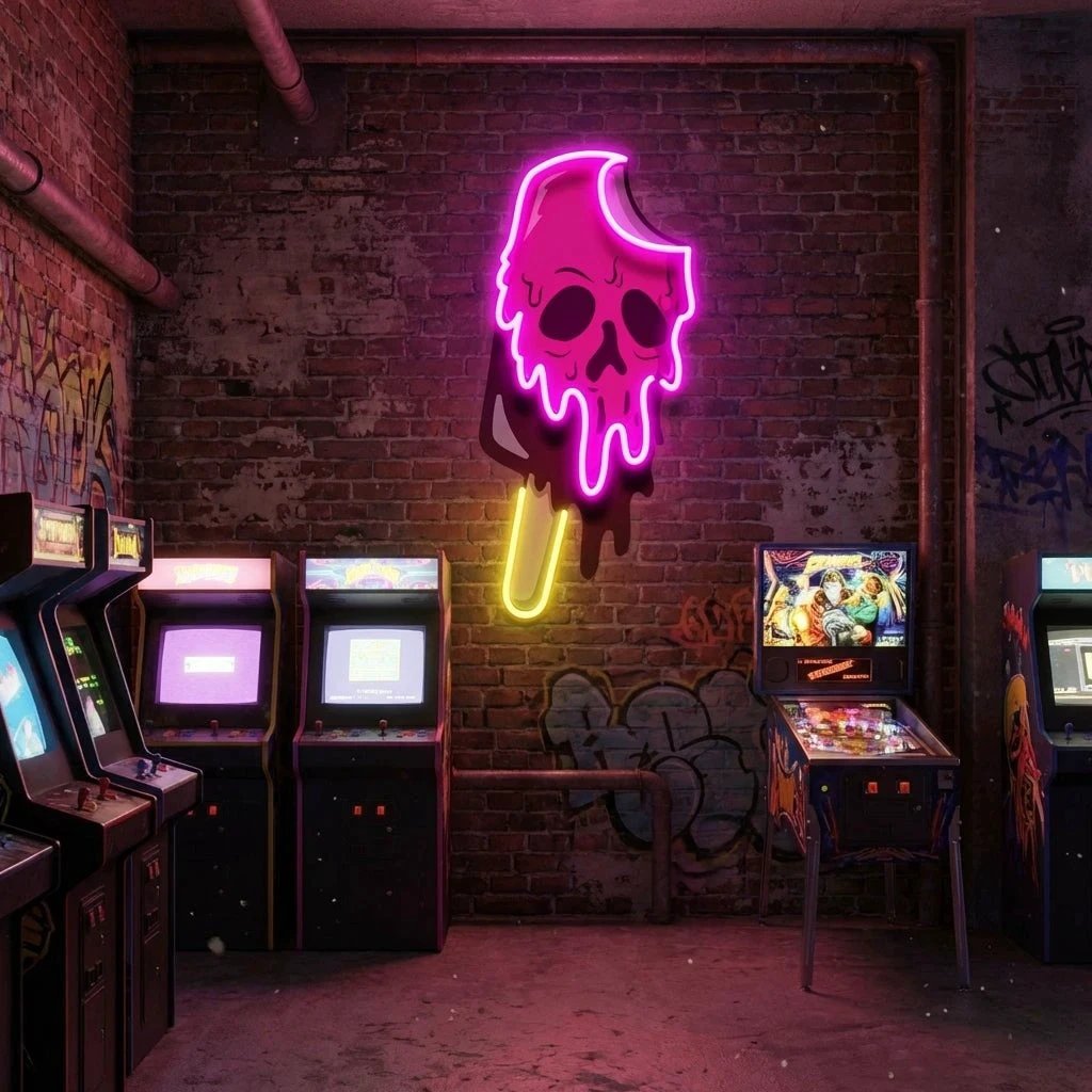 Skull Ice Cream Blackpink Artwork Led Neon Sign Light
