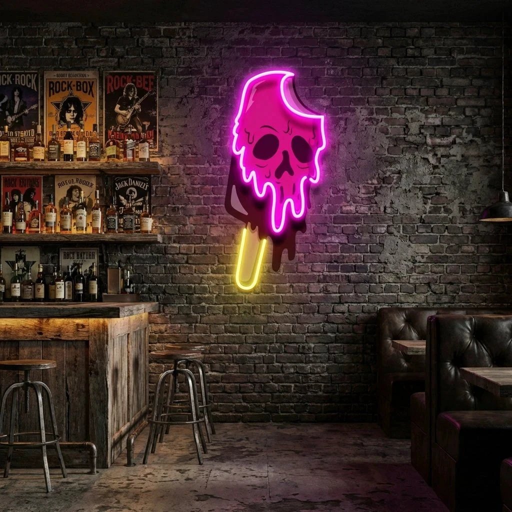 Skull Ice Cream Blackpink Artwork Led Neon Sign Light