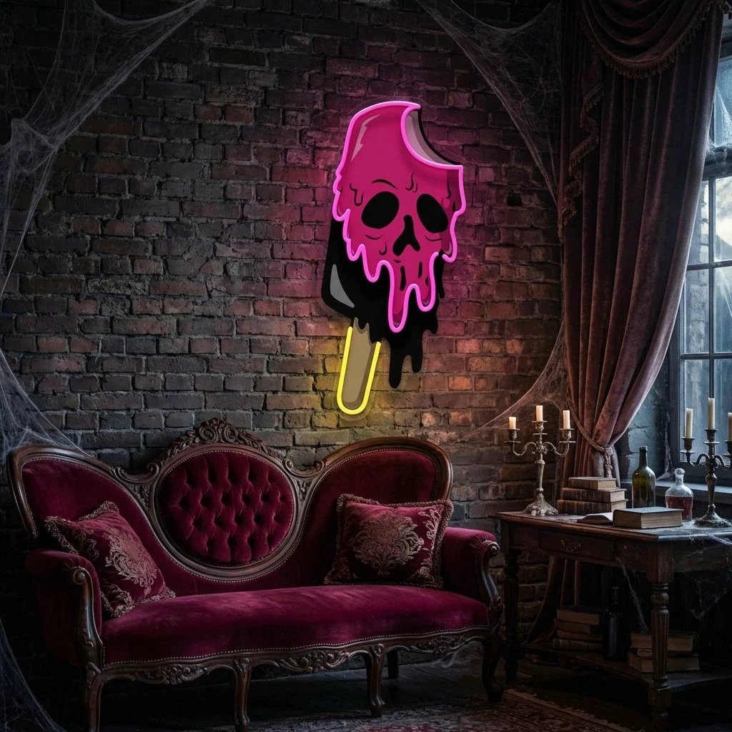 Skull Ice Cream Blackpink Artwork Led Neon Sign Light