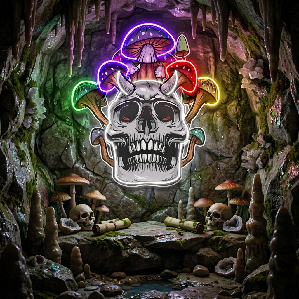 Skull Mushroom LED Neon Sign Light Pop Art