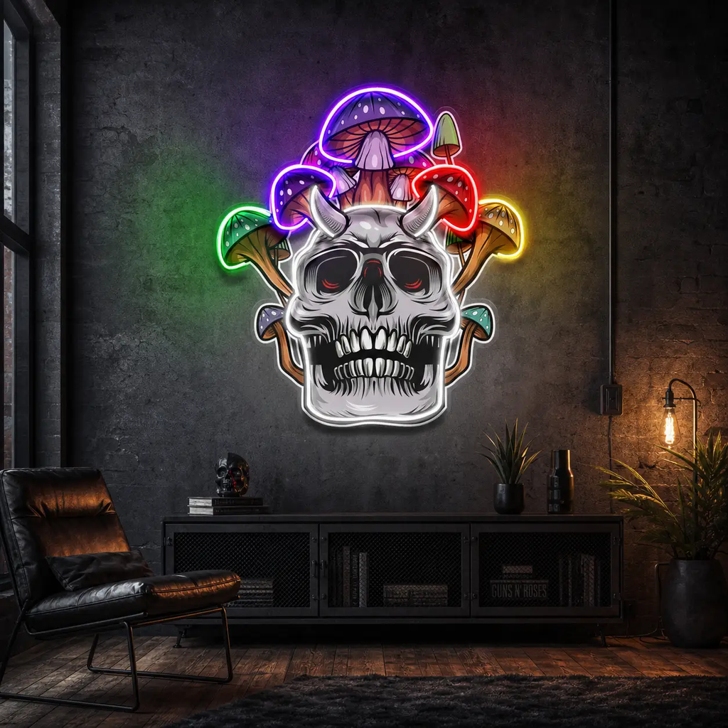 Skull Mushroom LED Neon Sign Light Pop Art