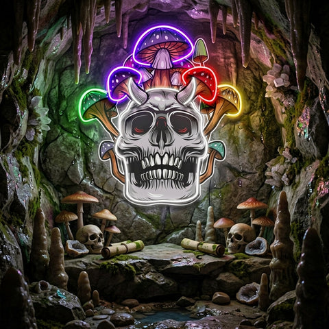 Skull Mushroom LED Neon Sign Light Pop Art
