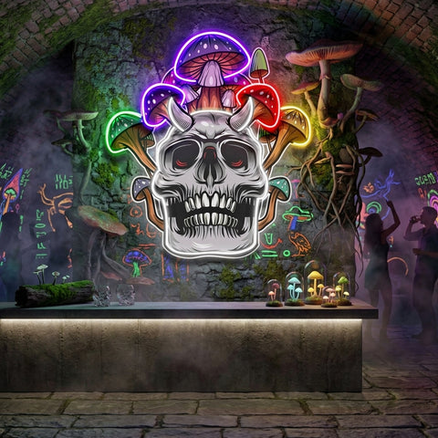 Skull Mushroom LED Neon Sign Light Pop Art